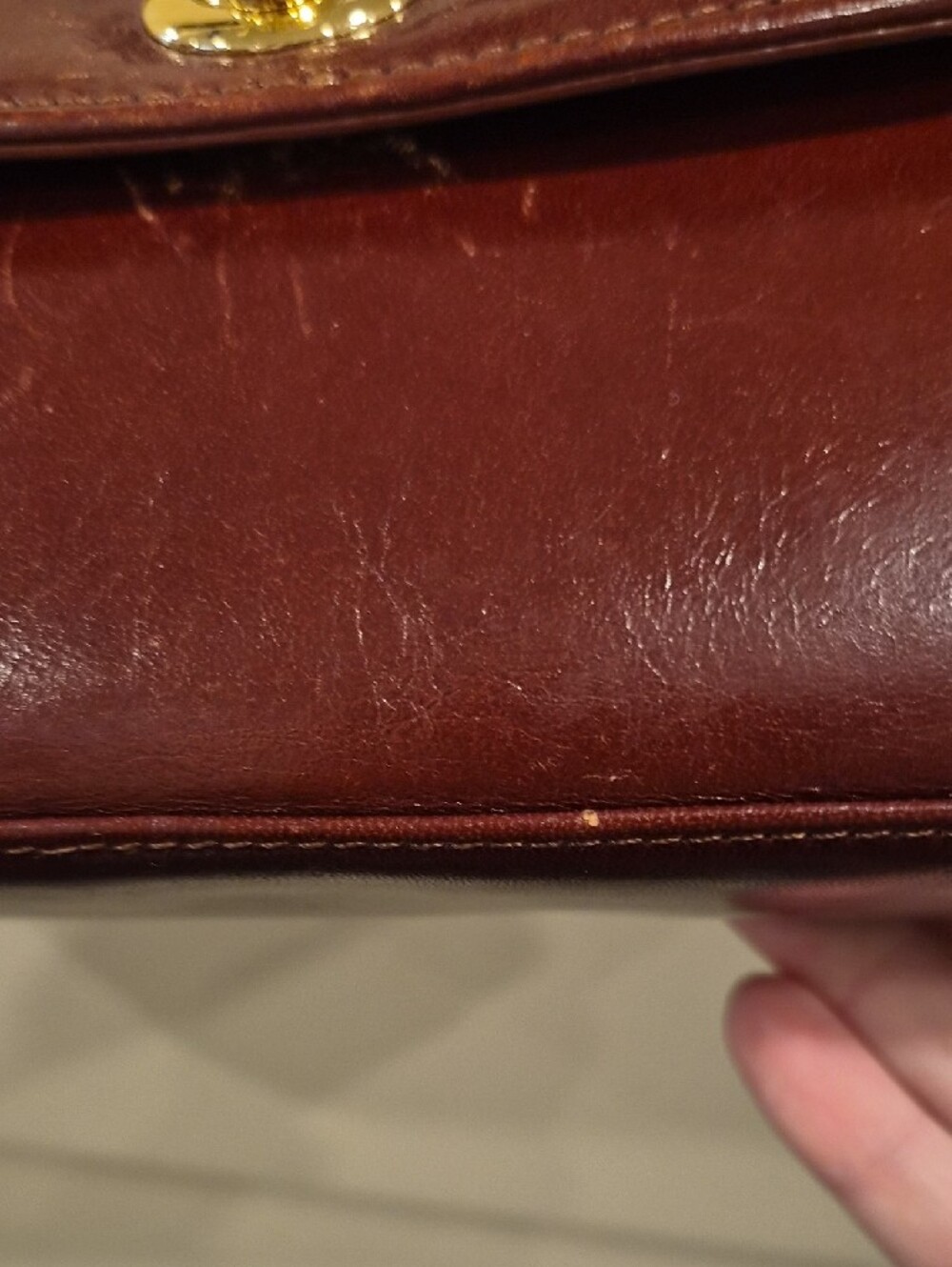 Classic Leather Top-Handle Clutch in Deep Burgundy - Picture 3 of 14